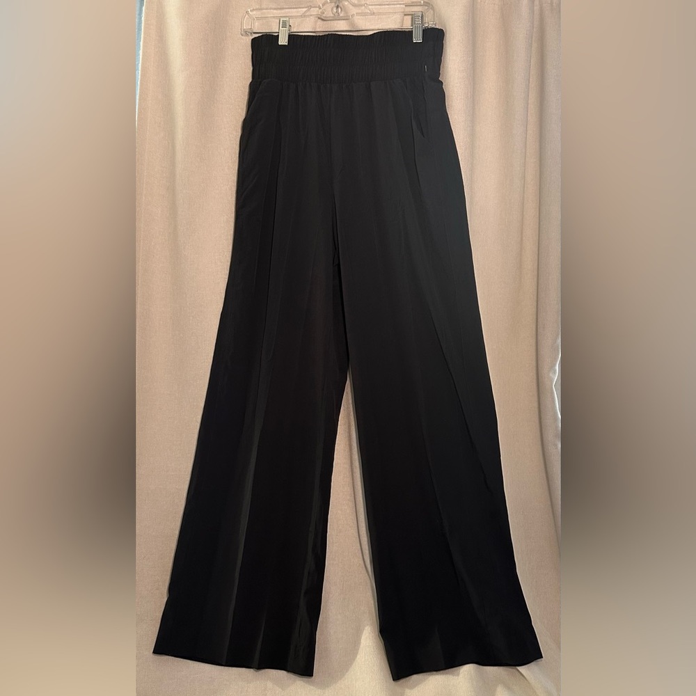 Women's Stretch Woven High-Rise Wide Leg Pants - All in Motion™ Black S-Long